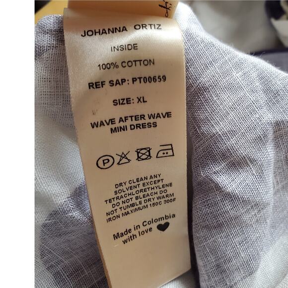 Johanna Ortiz Wave After Wave Organic Linen Mini Dress Midnight Blue Size XL - Picture 13 of 14